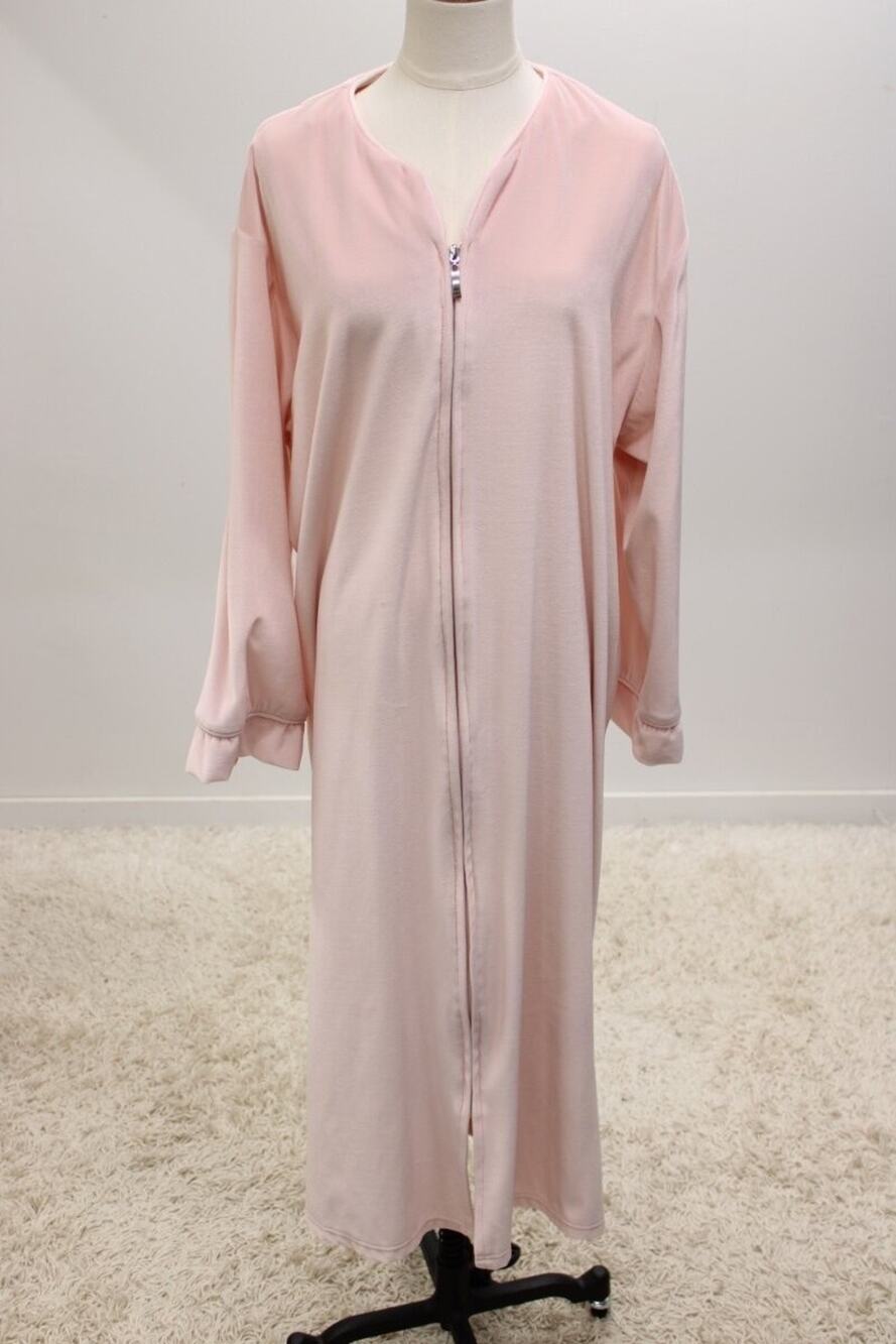 VTG Shadowline Velvet Velour Pink Robe Womens 1X Full Zip Long Sleeve Stretchy